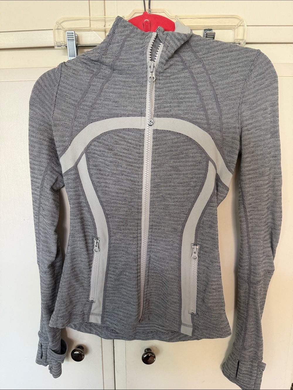 lululemon gray and light gray zip-front athletic jacket